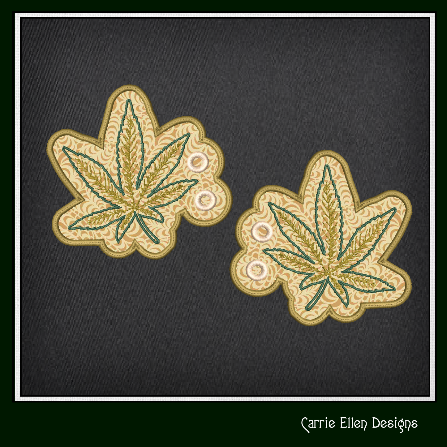 Marijuana Leaf ITH Shoe Wing Machine Embroidery Design – Cannabis Leaf In The Hoop Wings for Shoes and Boots – 4x4 & 5x7 Hoop (2174)