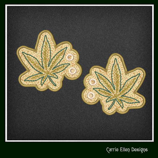 Marijuana Leaf ITH Shoe Wing Machine Embroidery Design – Cannabis Leaf In The Hoop Wings for Shoes and Boots – 4x4 & 5x7 Hoop (2174)