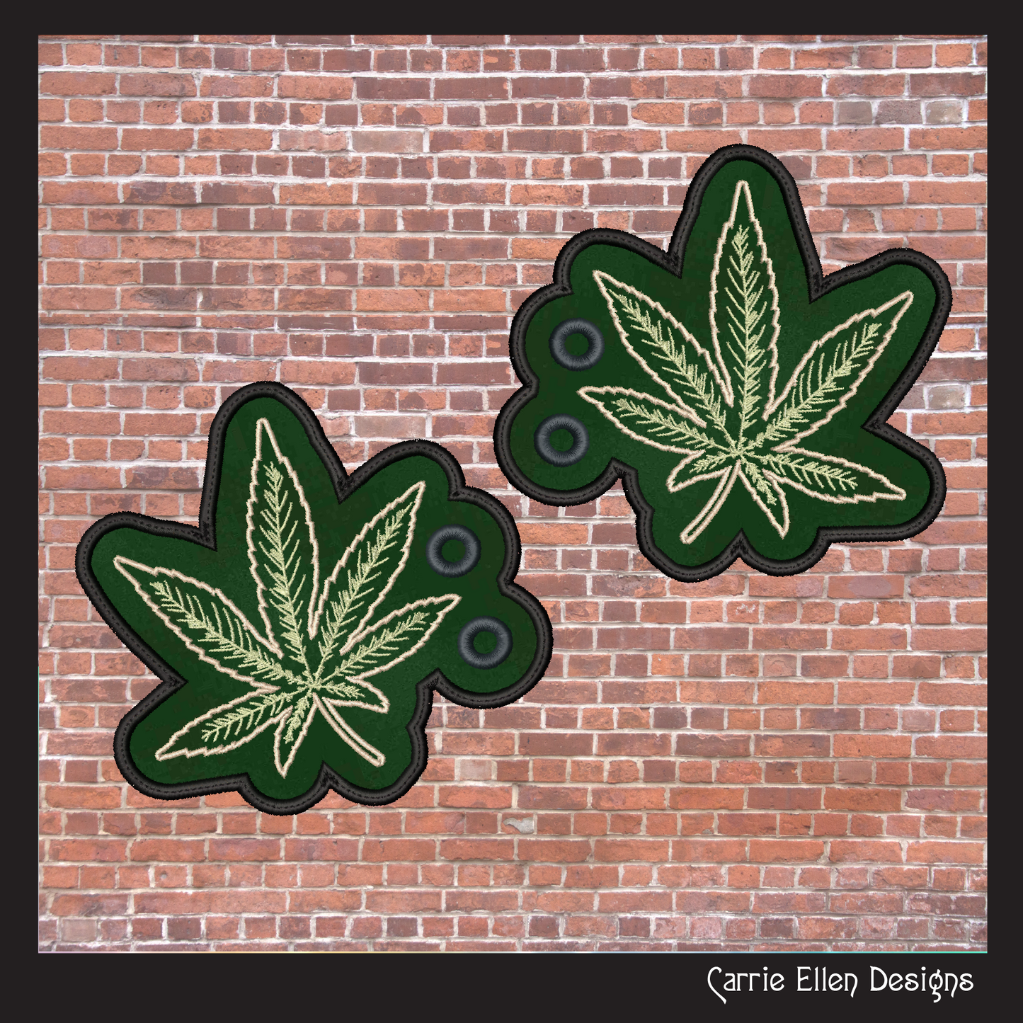 Marijuana Leaf ITH Shoe Wing Machine Embroidery Design – Cannabis Leaf In The Hoop Wings for Shoes and Boots – 4x4 & 5x7 Hoop (2174)
