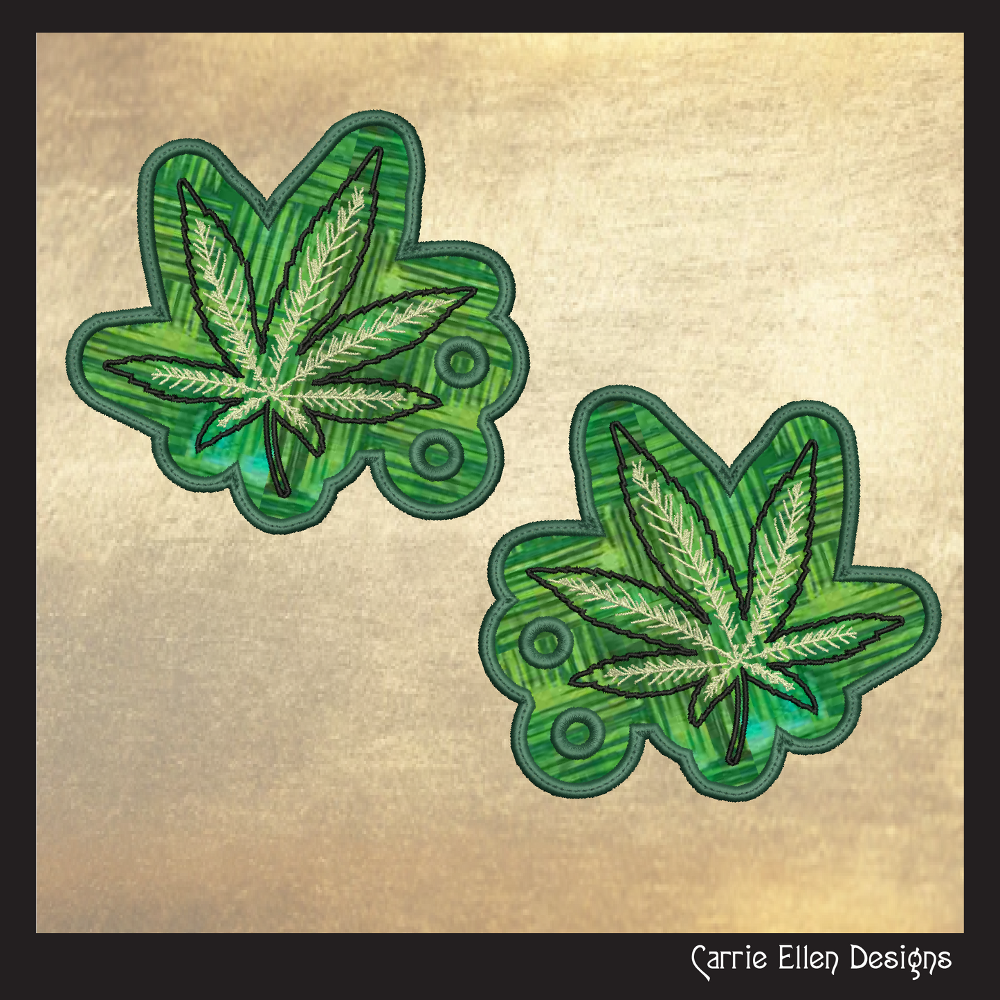 Marijuana Leaf ITH Shoe Wing Machine Embroidery Design – Cannabis Leaf In The Hoop Wings for Shoes and Boots – 4x4 & 5x7 Hoop (2174)