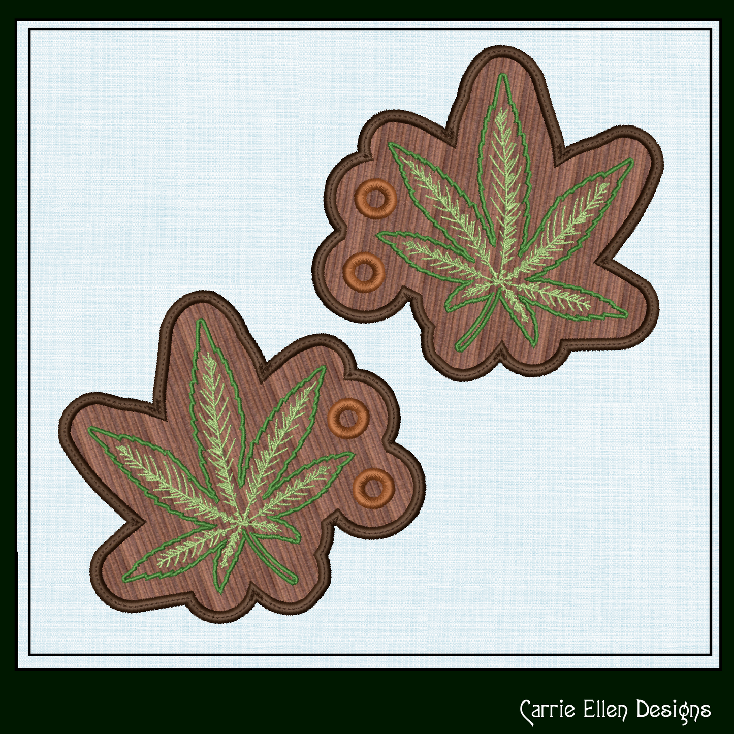 Marijuana Leaf ITH Shoe Wing Machine Embroidery Design – Cannabis Leaf In The Hoop Wings for Shoes and Boots – 4x4 & 5x7 Hoop (2174)