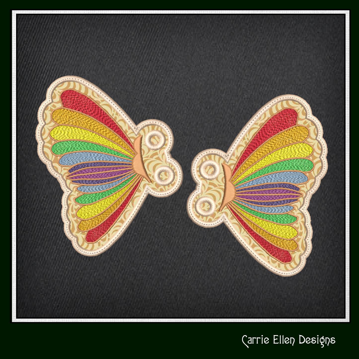 Butterfly Shoe Wing Machine Embroidery Design – Rainbow Bow Tie In The Hoop Shoelace Charms for Shoes and Boots – 4x4 & 5x7 Hoop (2175)