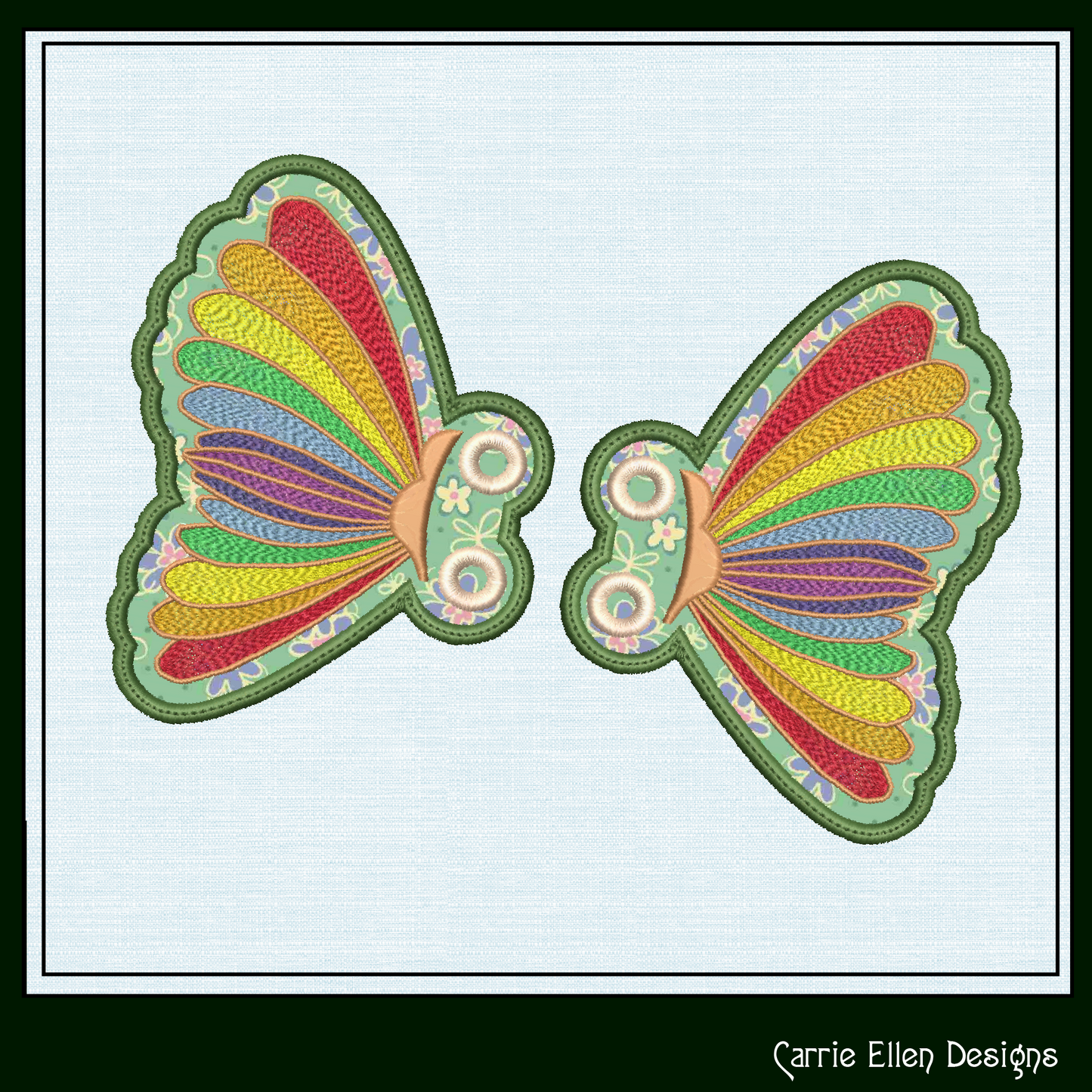 Butterfly Shoe Wing Machine Embroidery Design – Rainbow Bow Tie In The Hoop Shoelace Charms for Shoes and Boots – 4x4 & 5x7 Hoop (2175)