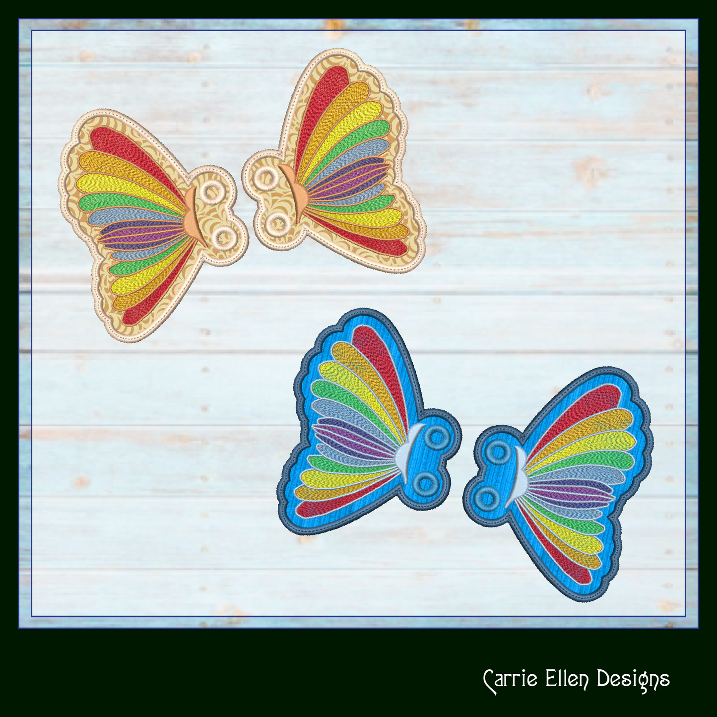 Butterfly Shoe Wing Machine Embroidery Design – Rainbow Bow Tie In The Hoop Shoelace Charms for Shoes and Boots – 4x4 & 5x7 Hoop (2175)