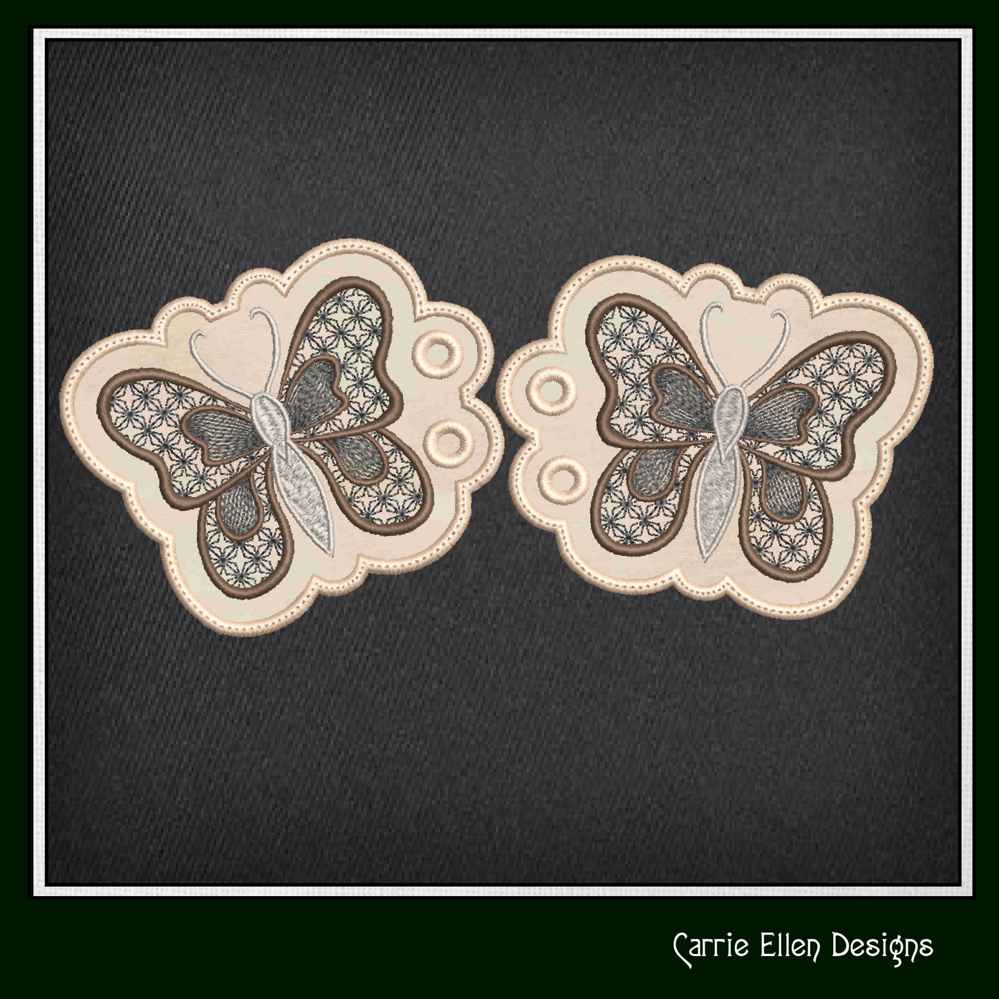 Butterfly Shoe Wing Machine Embroidery Design – Motif Fill ITH Shoelace Charms for Shoes and Boots – 4x4 & 5x7 Hoop (2177)