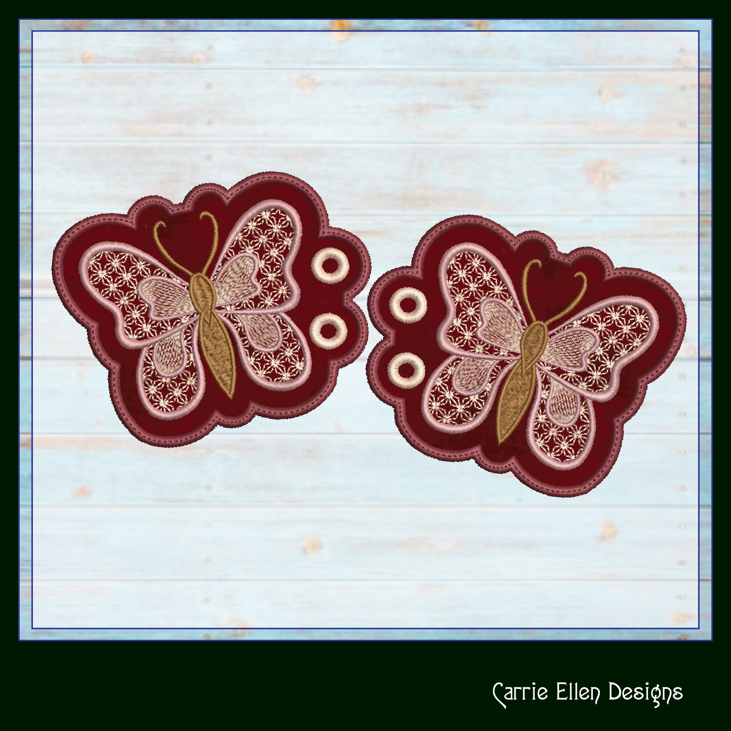Butterfly Shoe Wing Machine Embroidery Design – Motif Fill ITH Shoelace Charms for Shoes and Boots – 4x4 & 5x7 Hoop (2177)