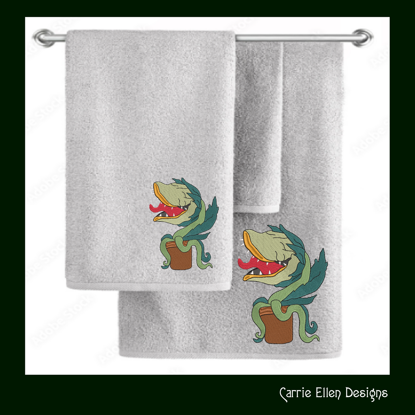 Audrey 2 Classic Horror Character Machine Embroidery Design, Little Shop Of Horrors Monster Plant, 6 sizes (2178)