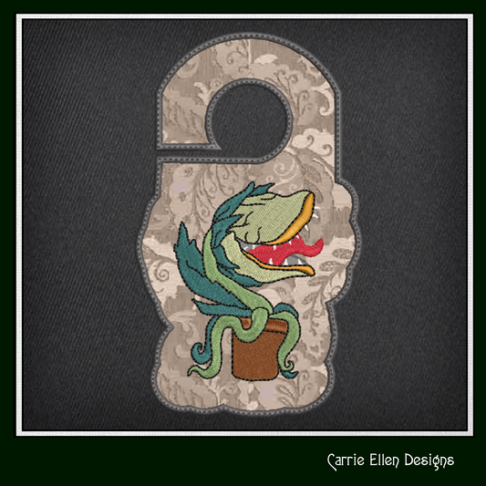 Audrey 2 ITH Doorknob Hanger Machine Embroidery Design, Classic Horror Character Little Shop Of Horrors Monster Plant (2180)