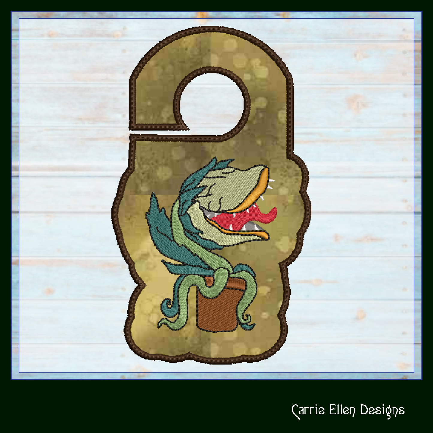Audrey 2 ITH Doorknob Hanger Machine Embroidery Design, Classic Horror Character Little Shop Of Horrors Monster Plant (2180)