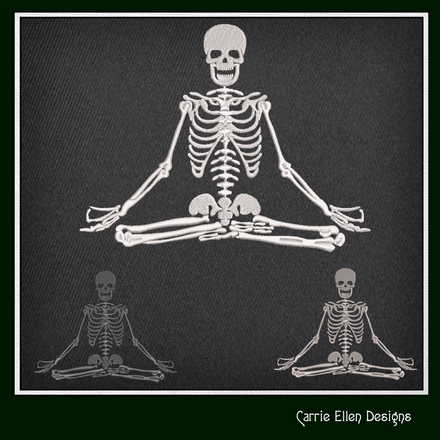 Skeleton Machine Embroidery Design, Meditating Skeleton Design, Sitting Lotus Pose, 6 Sizes (2182)
