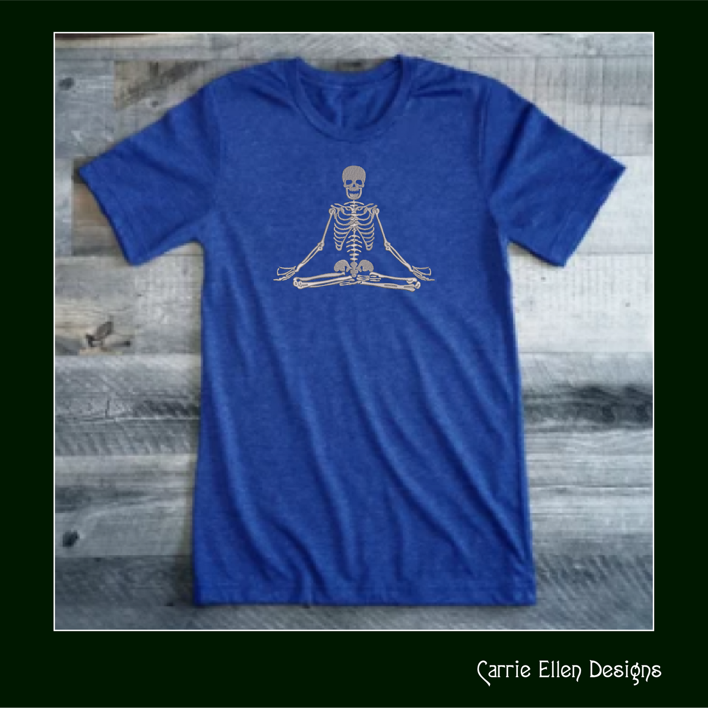 Skeleton Machine Embroidery Design, Meditating Skeleton Design, Sitting Lotus Pose, 6 Sizes (2182)