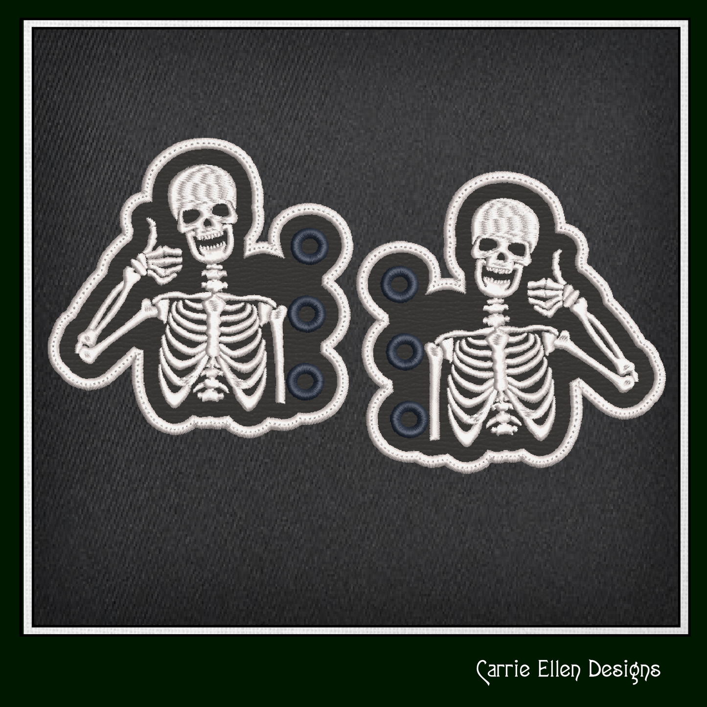 Skeleton ITH Shoe Wing Machine Embroidery Design – Thumbs Up Skeleton Wings for Shoes and Boots – 4x4 & 5x7 Hoop (2183)