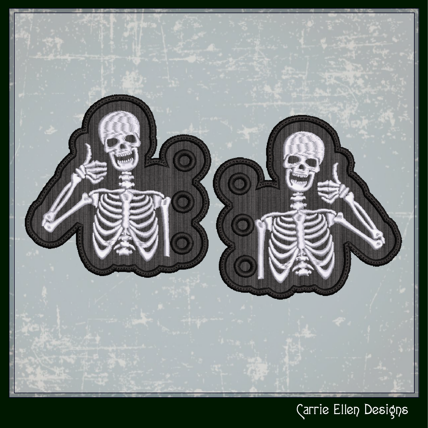 Skeleton ITH Shoe Wing Machine Embroidery Design – Thumbs Up Skeleton Wings for Shoes and Boots – 4x4 & 5x7 Hoop (2183)