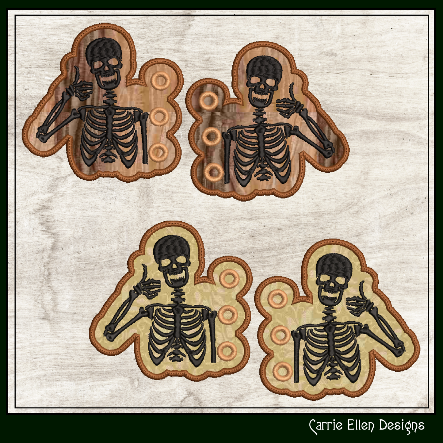 Skeleton ITH Shoe Wing Machine Embroidery Design – Thumbs Up Skeleton Wings for Shoes and Boots – 4x4 & 5x7 Hoop (2183)