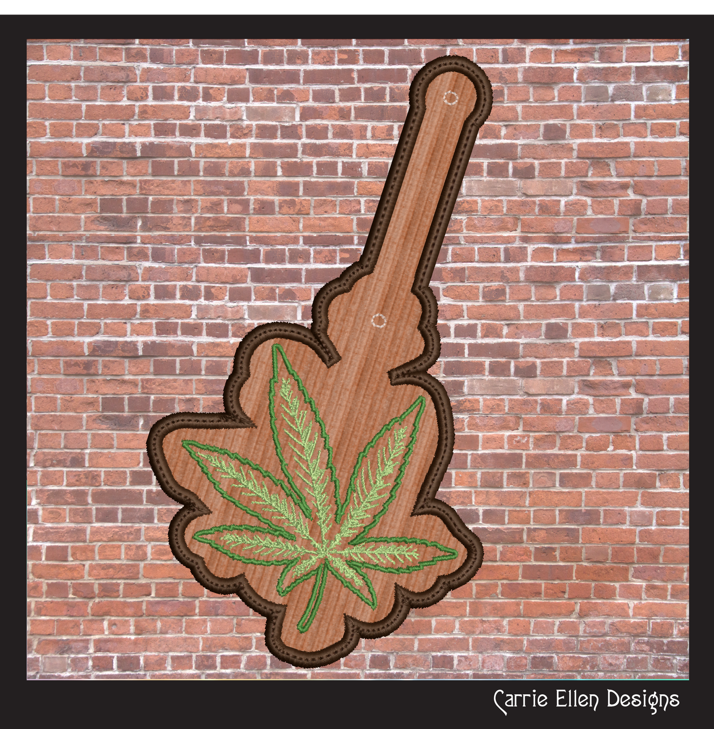 Marijuana Leaf ITH Key Fob Machine Embroidery Design | Cannabis In-The-Hoop Pop Key Tag Pattern (2191)