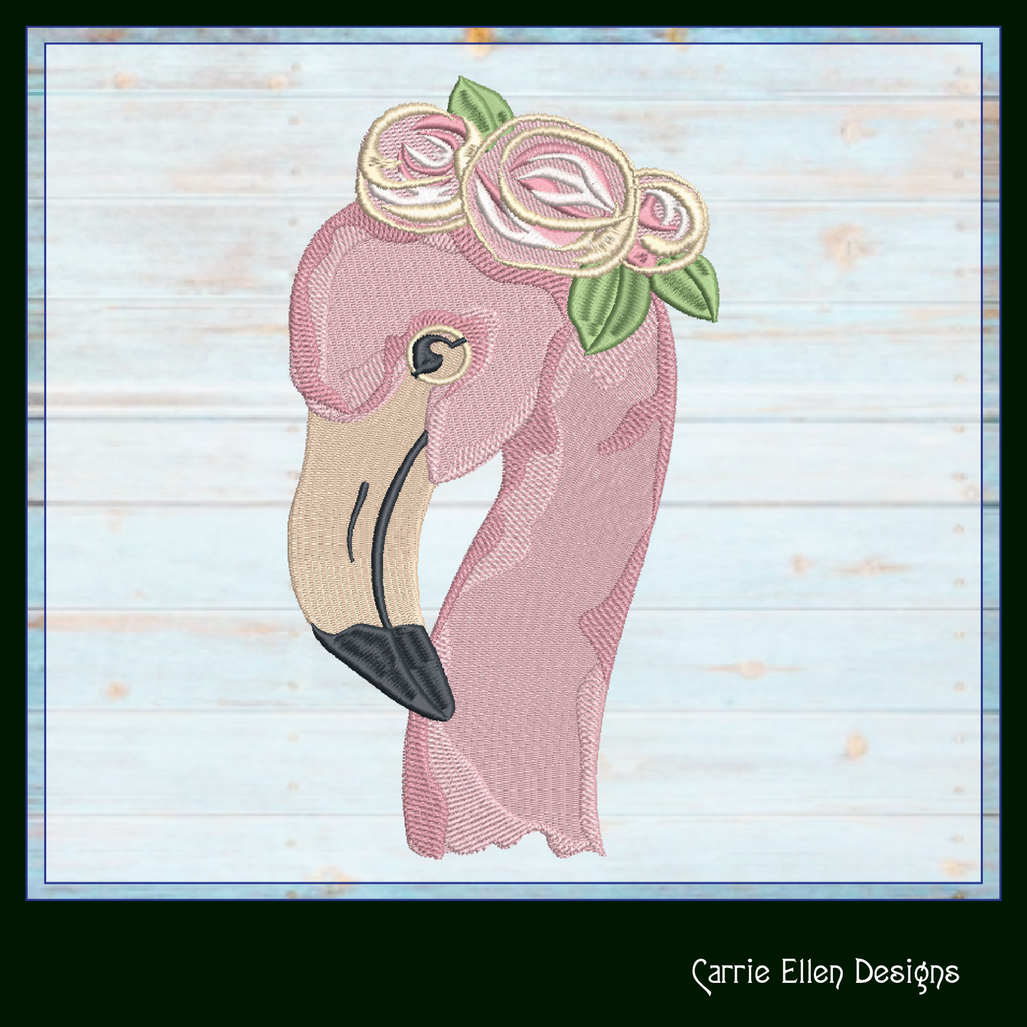 Flamingo Machine Embroidery Design, Quirky Pink Bird with Floral Crown Design, Whimsical Pink Flamingos, 6 sizes (2192)