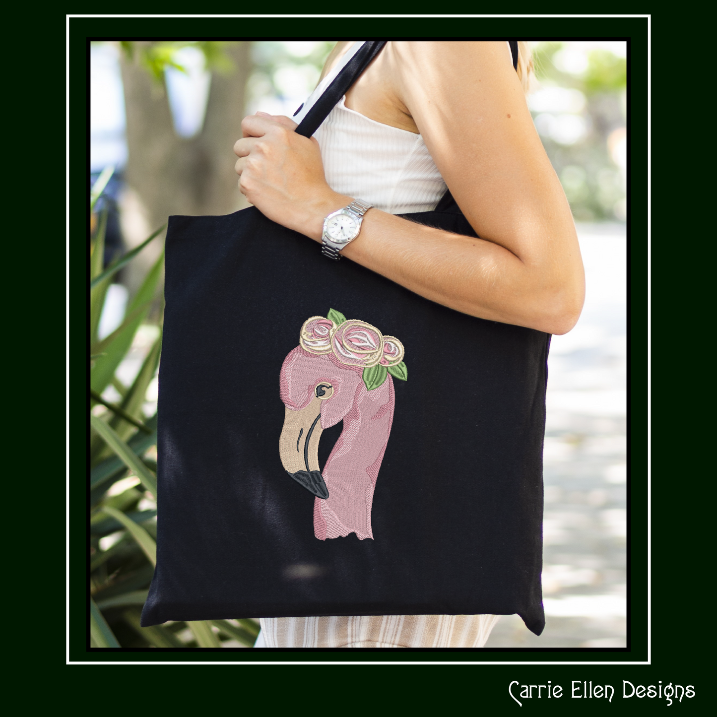 Flamingo Machine Embroidery Design, Quirky Pink Bird with Floral Crown Design, Whimsical Pink Flamingos, 6 sizes (2192)