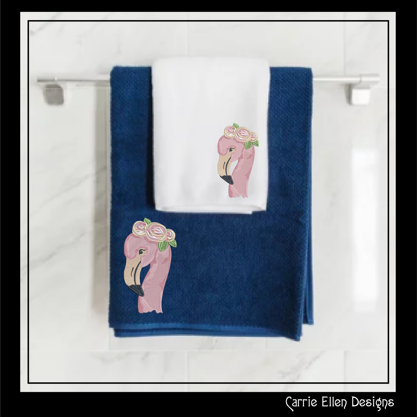 Flamingo Machine Embroidery Design, Quirky Pink Bird with Floral Crown Design, Whimsical Pink Flamingos, 6 sizes (2192)