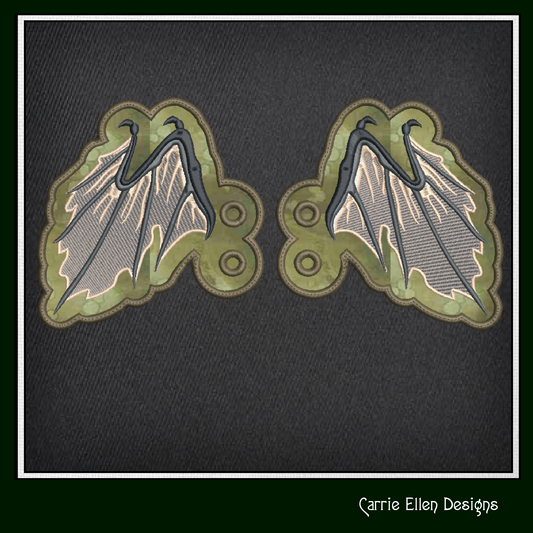 Bat Wing ITH Machine Embroidery Shoe Wings – Colorful Halloween Bat Wings – In The Hoop Shoe Charm Design for 4x4 and 5x7 Hoops (2204)