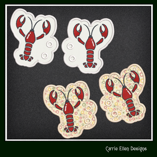 Lobster ITH Machine Embroidery Design – Crustacean Shoe Wings – In The Hoop Embroidery for 4x4 & 5x7 Hoops (2208)