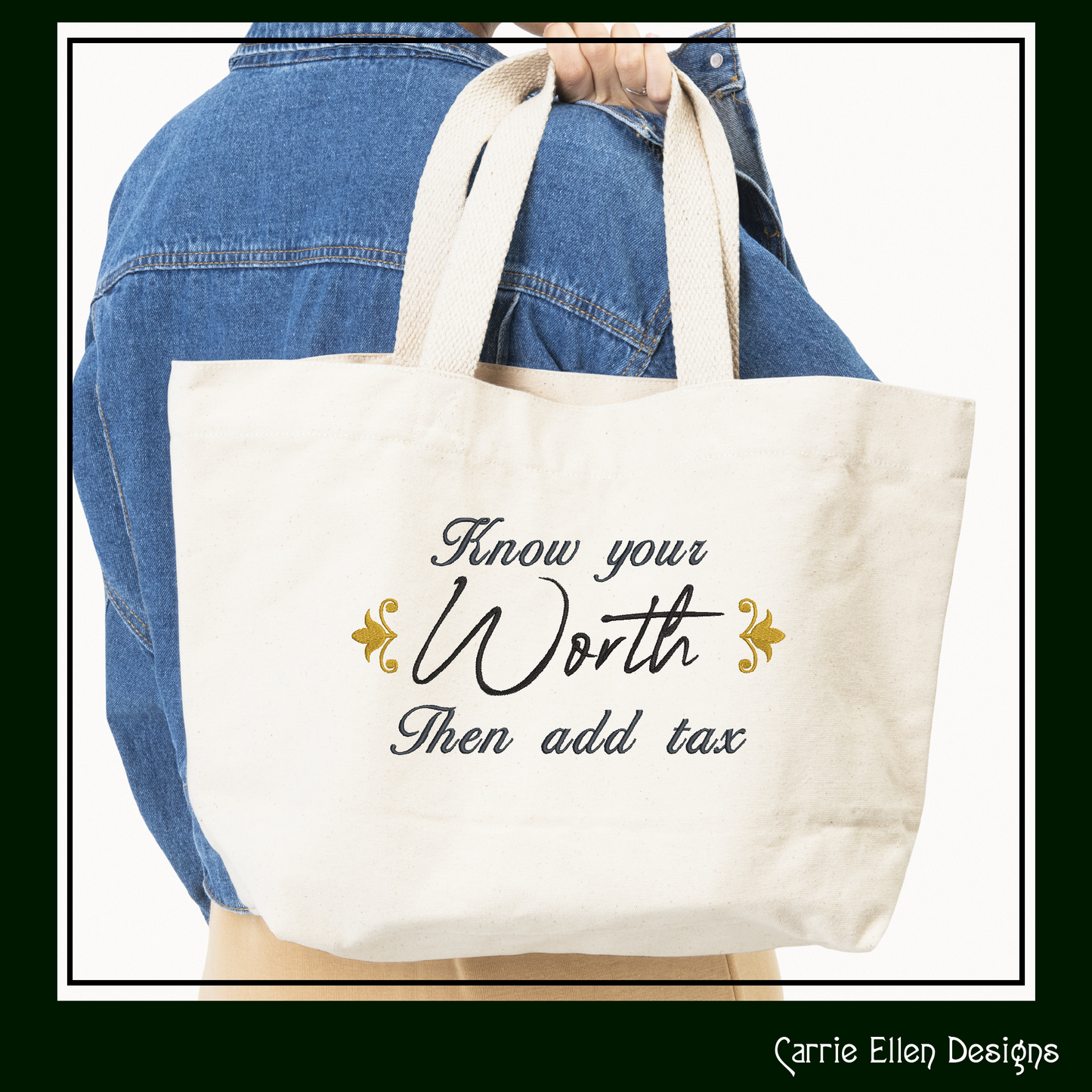 Know Your Worth Machine Embroidery Design Saying, Add Tax Snarky Funny Woman Empowerment Quote, 6 Sizes (2210)