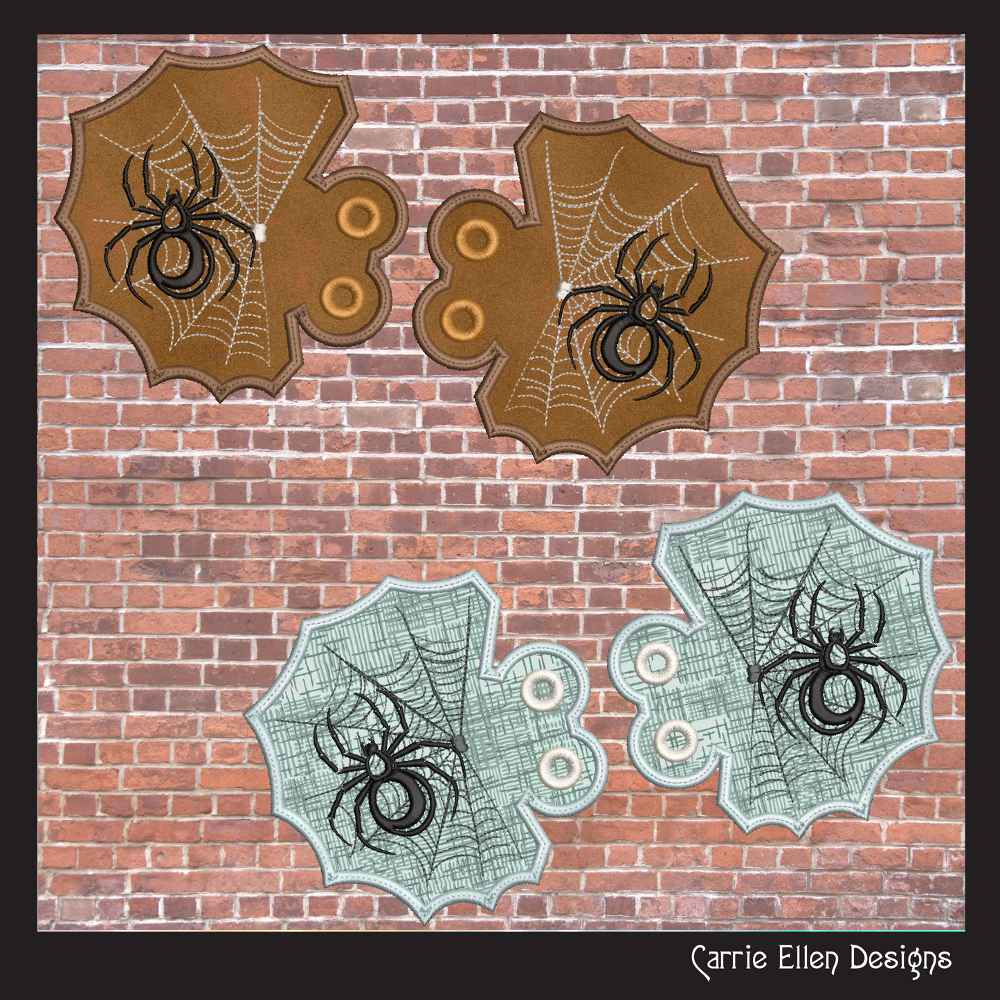 Spider Web Shoe Wings Machine Embroidery Design – Halloween Spider In Web ITH Shoelace Charms – 4x4 & 5x7 Hoop (2214)