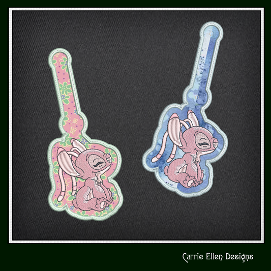 Angel ITH Key Fob Machine Embroidery Design | Cute Stitch Animated Character In-The-Hoop Project (2221)