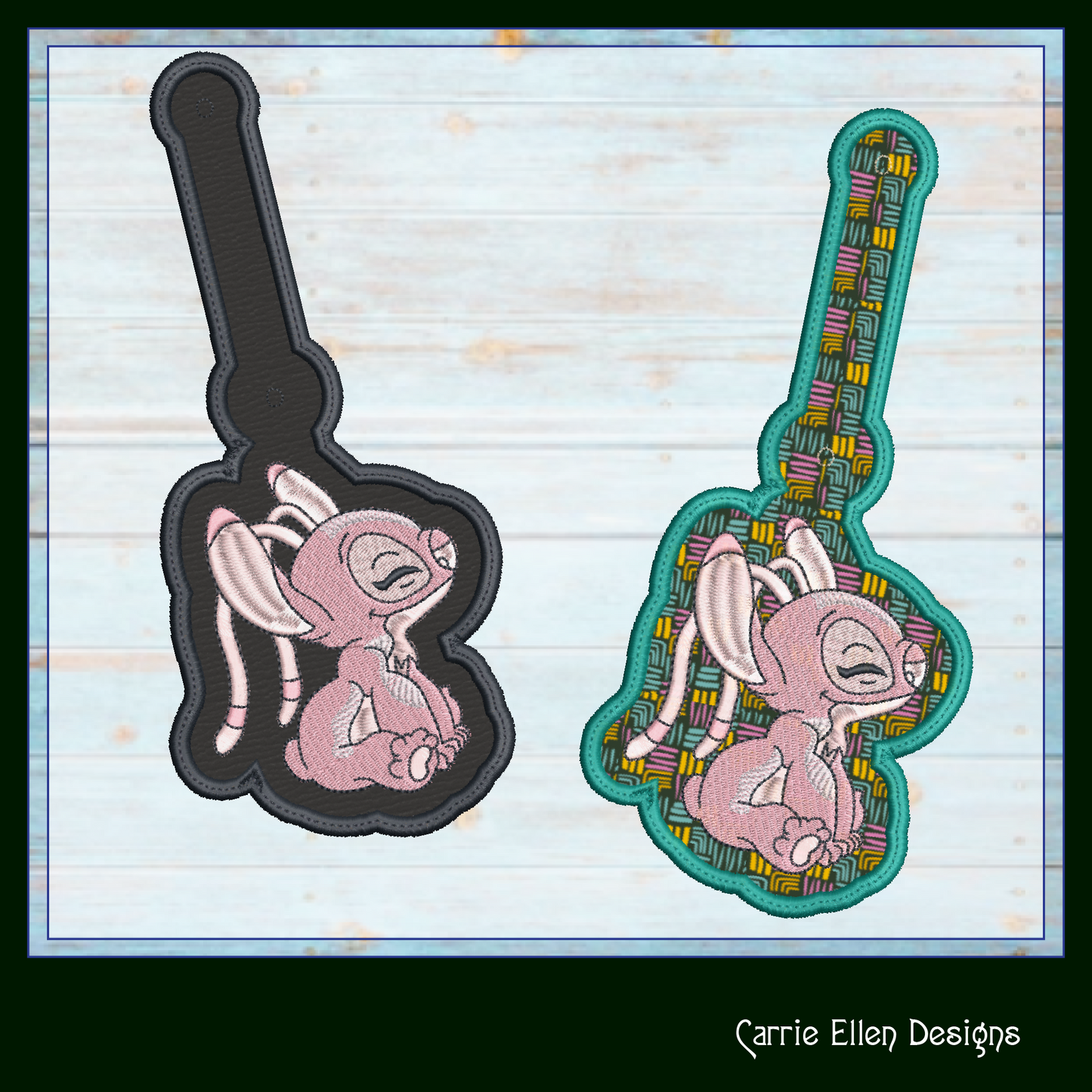 Angel ITH Key Fob Machine Embroidery Design | Cute Stitch Animated Character In-The-Hoop Project (2221)