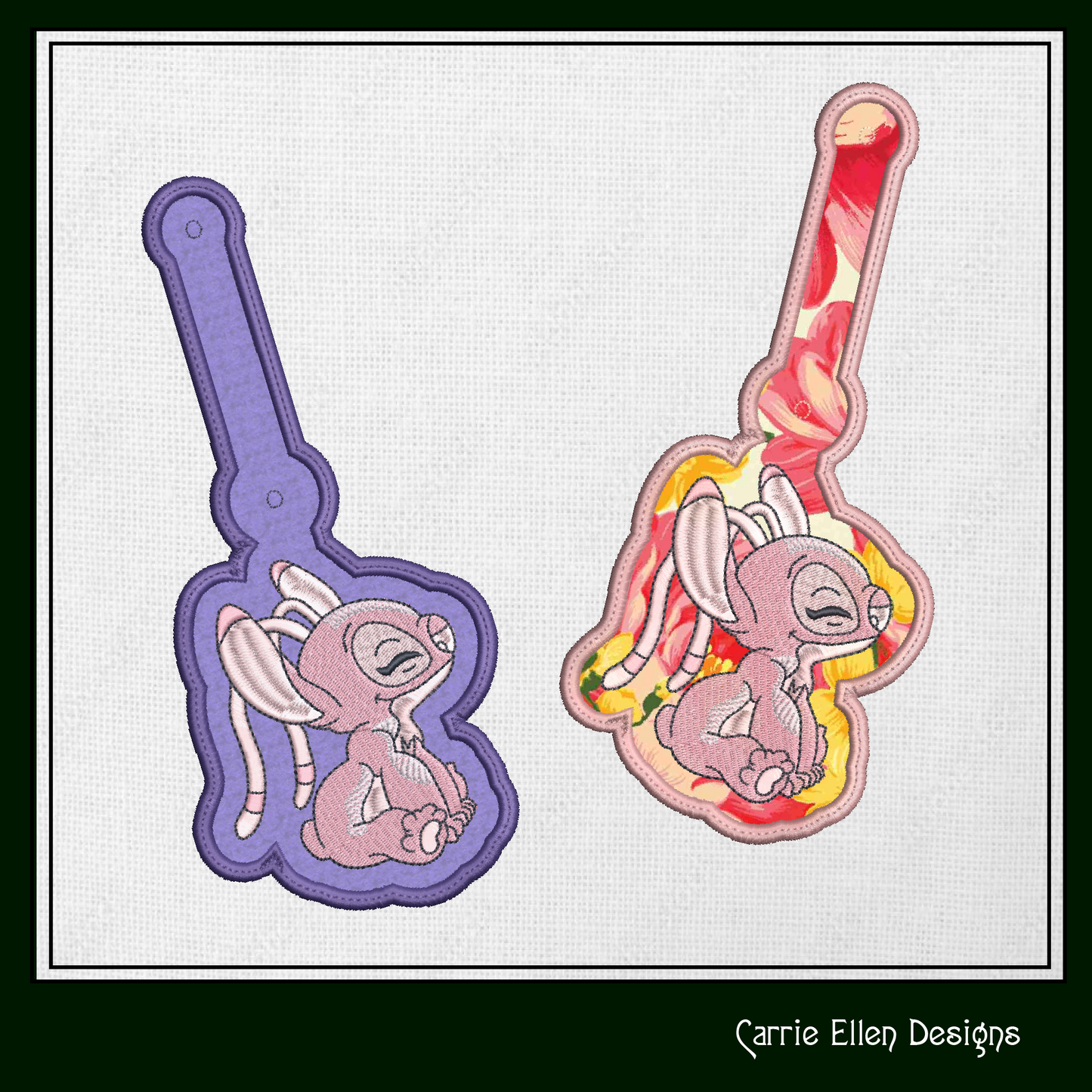 Angel ITH Key Fob Machine Embroidery Design | Cute Stitch Animated Character In-The-Hoop Project (2221)