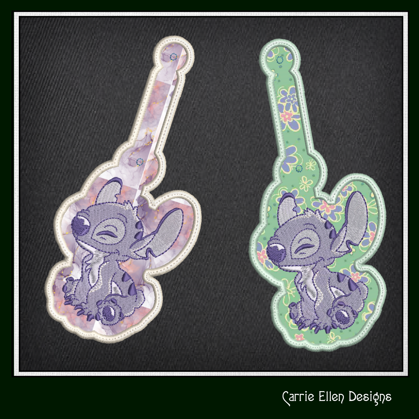 Stitch ITH Key Fob Machine Embroidery Design | Cute Animated Character In-The-Hoop Project (2222)