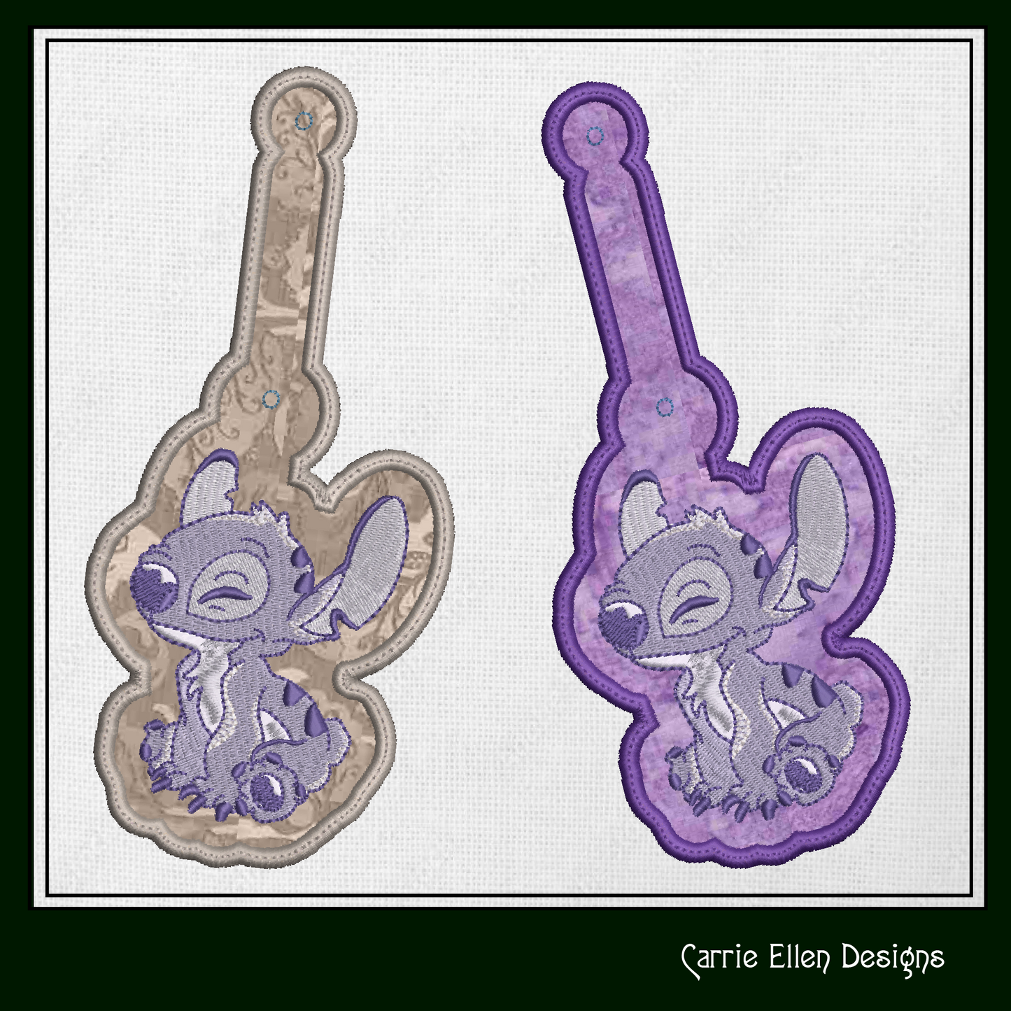 Stitch ITH Key Fob Machine Embroidery Design | Cute Animated Character In-The-Hoop Project (2222)