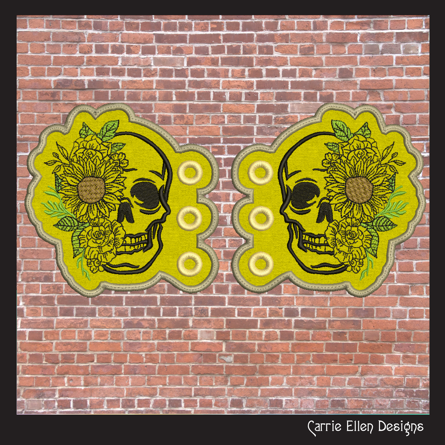 Skull ITH Shoe Wing Machine Embroidery Design – Floral Skeleton In The Hoop Shoe Wings – 4x4 & 5x7 Hoops (2226)