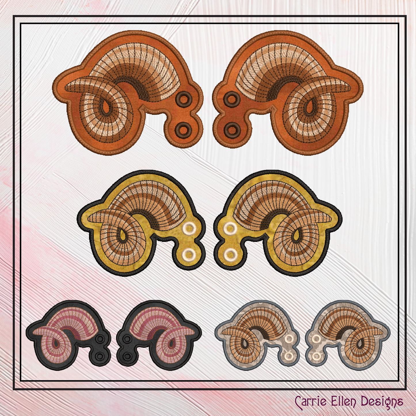 Ram Horn ITH Shoe Wing Machine Embroidery Design – Animal Horn In The Hoop Shoe Charm – 4x4 & 5x7 Hoop (2228)