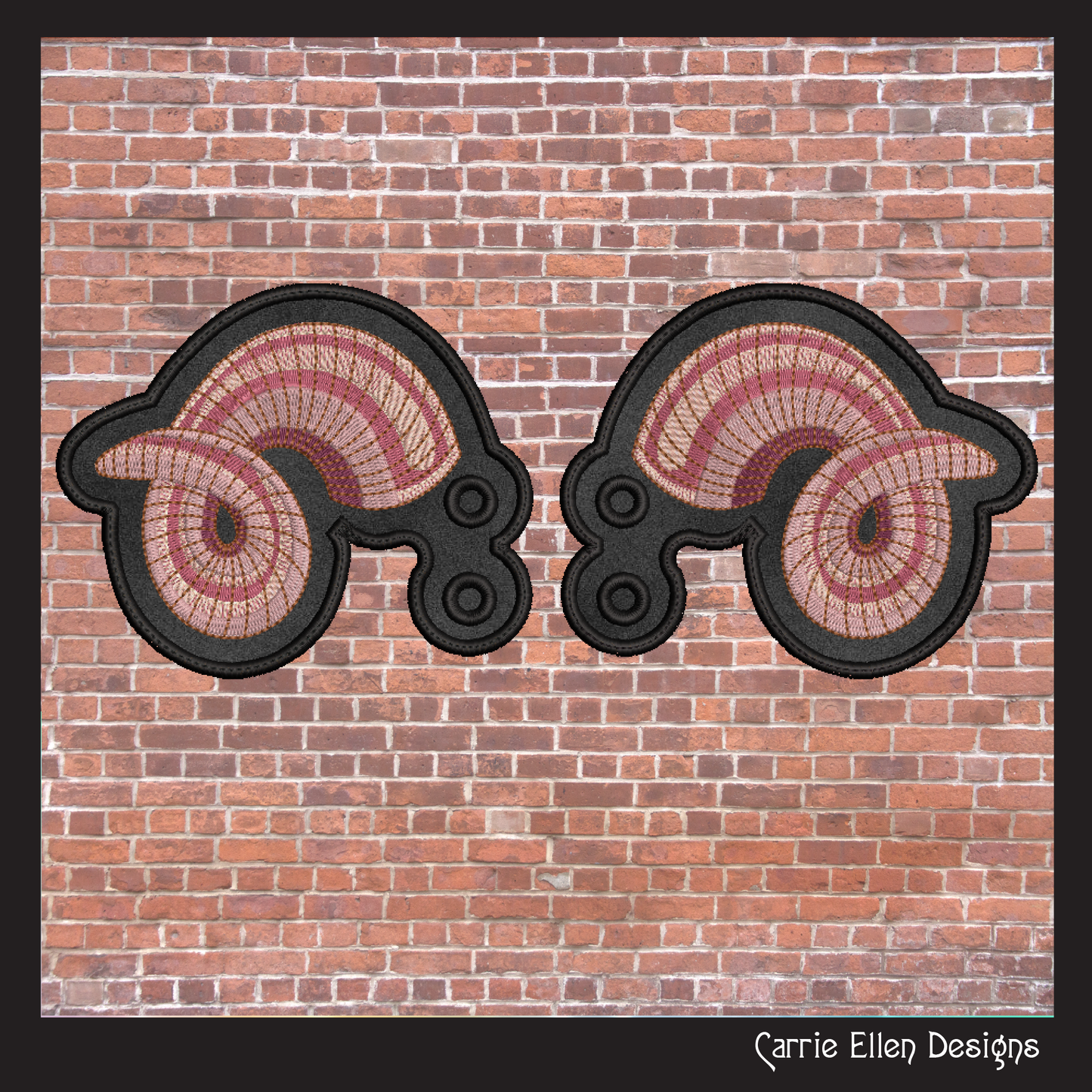 Ram Horn ITH Shoe Wing Machine Embroidery Design – Animal Horn In The Hoop Shoe Charm – 4x4 & 5x7 Hoop (2228)