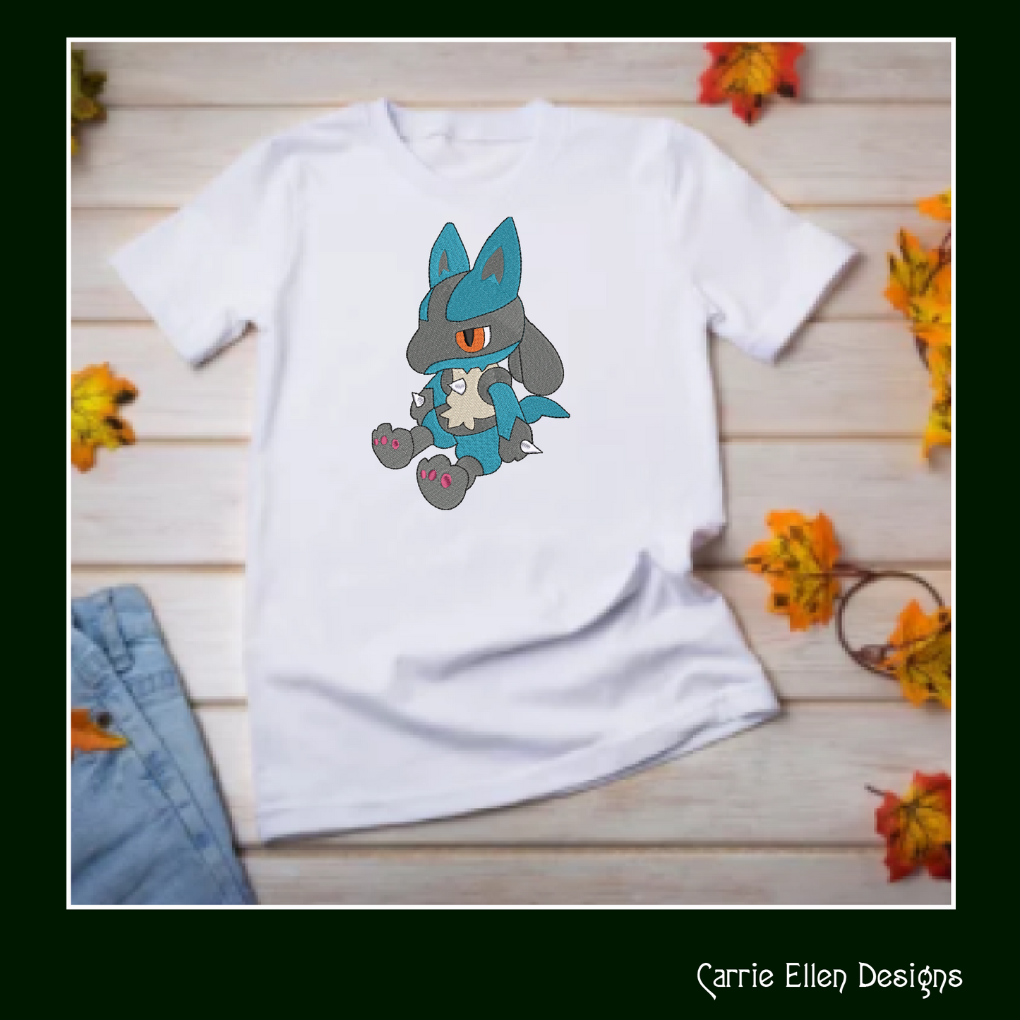 Lucario Machine Embroidery Design, Pokémon Fandom Character Design, 6 Sizes (2239)
