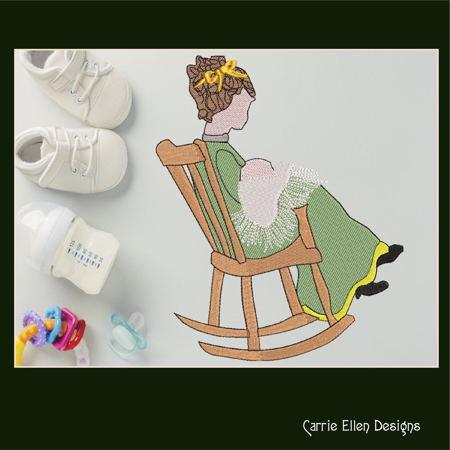 Mother and Baby Machine Embroidery Design, Rocking Chair Nursery Décor, New Mom Design, Baby Blanket Gift, 6 Sizes (2251)