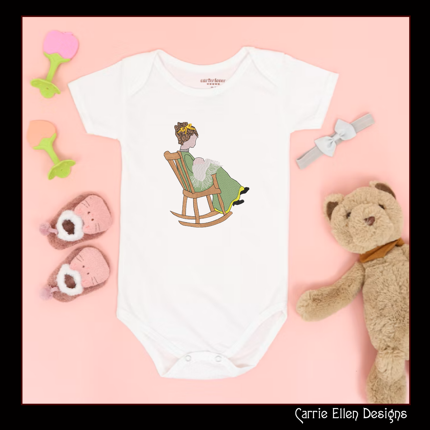 Mother and Baby Machine Embroidery Design, Rocking Chair Nursery Décor, New Mom Design, Baby Blanket Gift, 6 Sizes (2251)