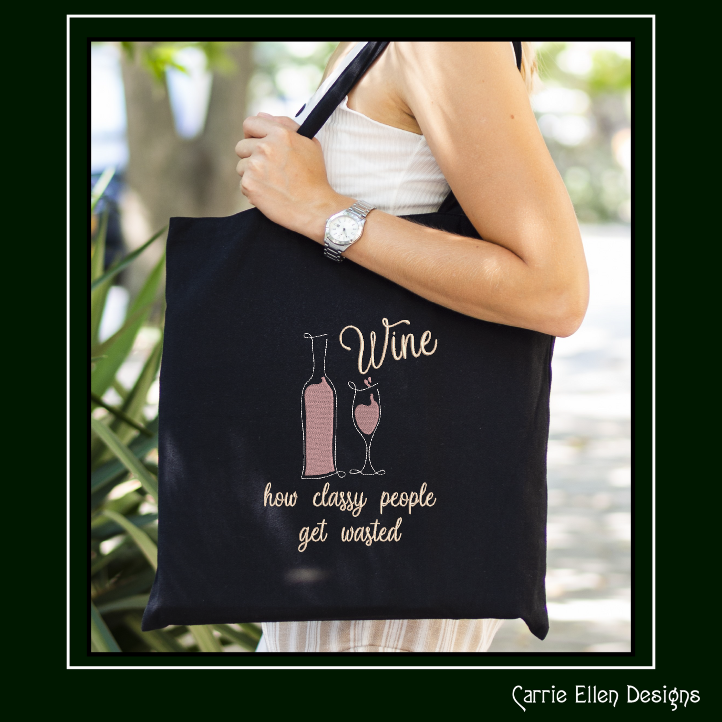 Wine Machine Embroidery Saying, Wine for Classy People Funny Sarcastic Design Saying, 6 Sizes (2262)