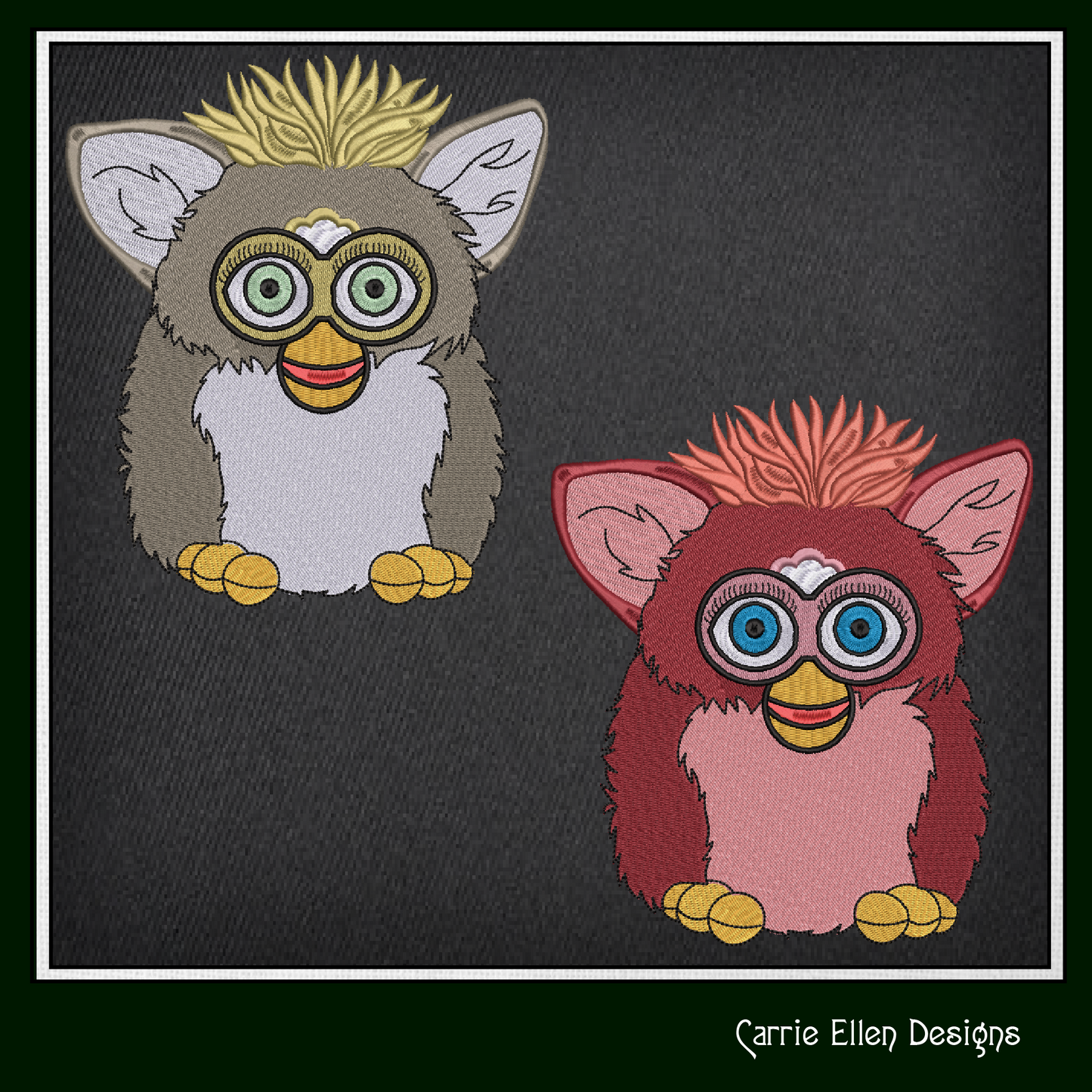 Furby Machine Embroidery Design, Nostalgic Robotic Toy, Fan Art Furry Friend, 4 Sizes (2273)