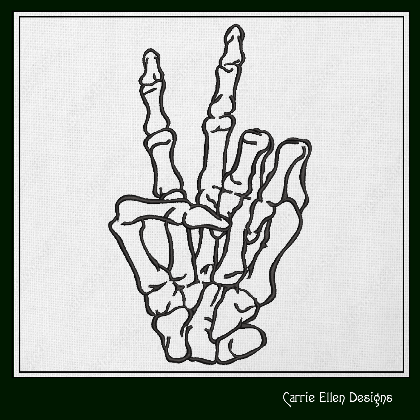 Skeleton Hand Peace Sign Machine Embroidery Design, BOHO Halloween Boney Hand, 6 Sizes (2299)