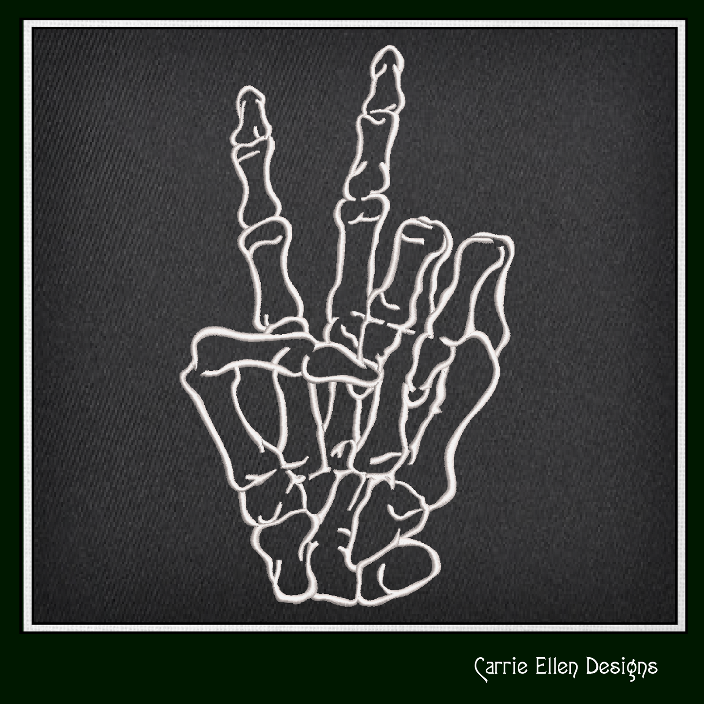Skeleton Hand Peace Sign Machine Embroidery Design, BOHO Halloween Boney Hand, 6 Sizes (2299)