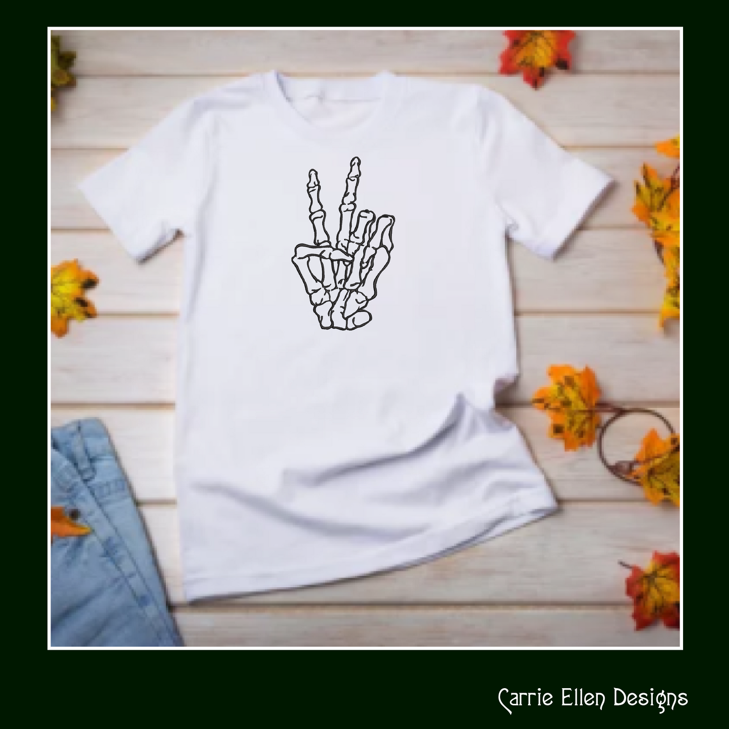 Skeleton Hand Peace Sign Machine Embroidery Design, BOHO Halloween Boney Hand, 6 Sizes (2299)