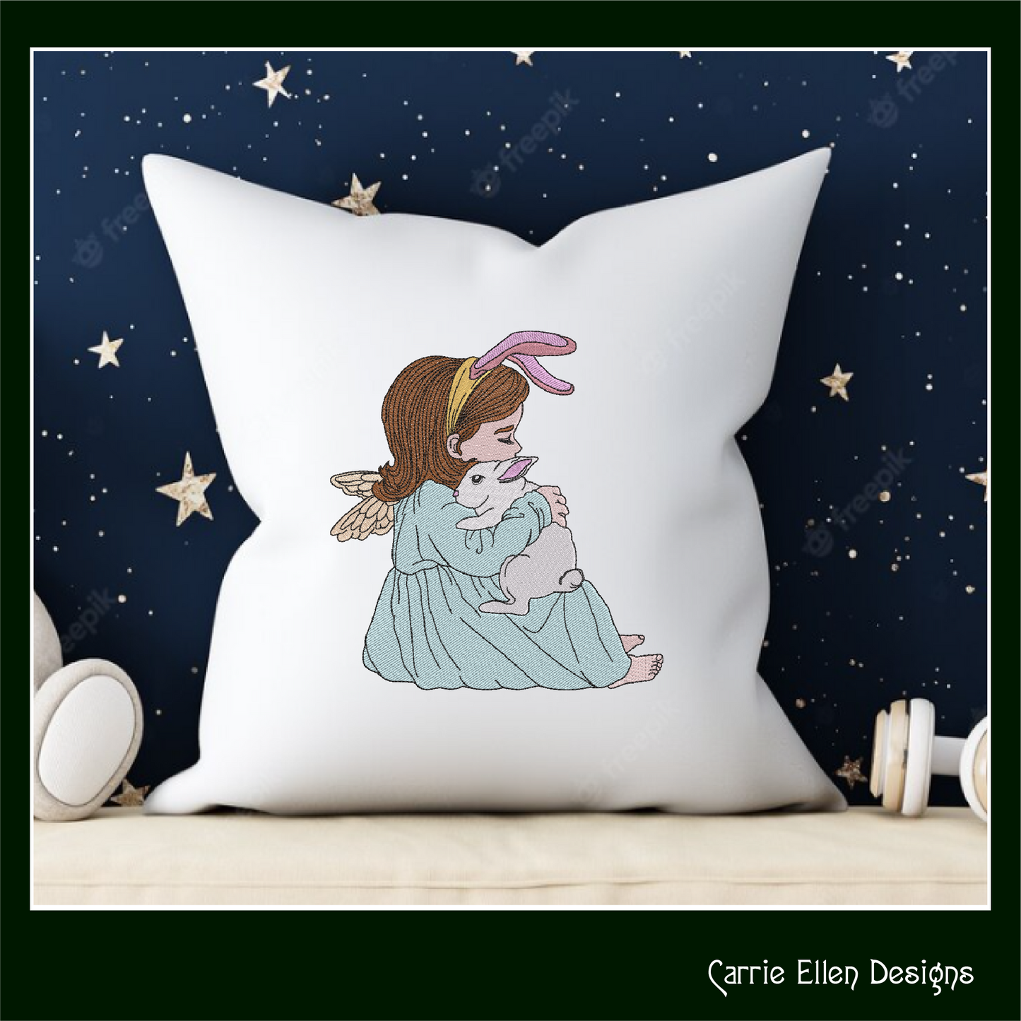 Bunny Girl Machine Embroidery Design, Light Density Sketch Girl Hugging a Rabbit Embroidery Design, 6 Sizes (2313)