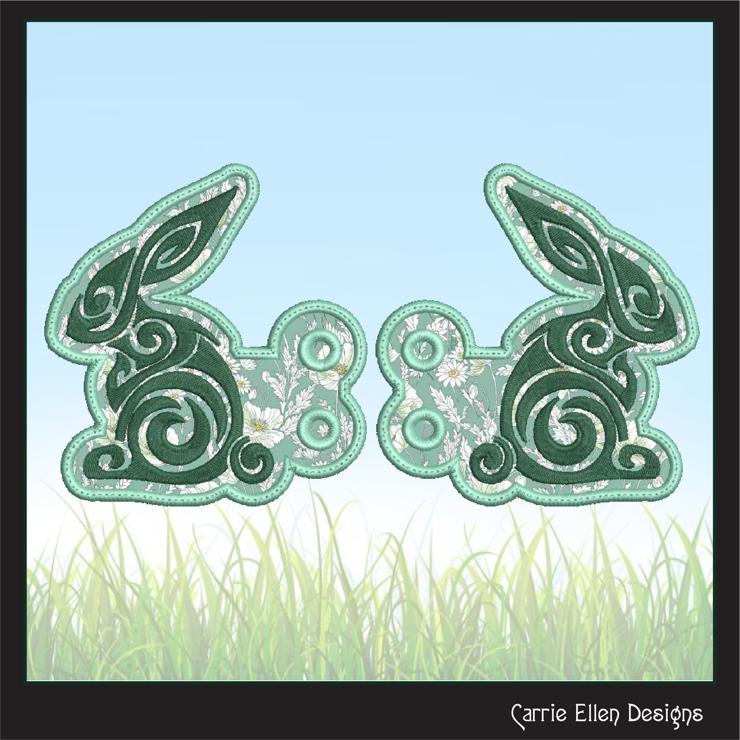 Artistic Rabbit ITH Embroidery Design – Colorful Bunny Shoe Wings (4x4 & 5x7 Hoops) 2316