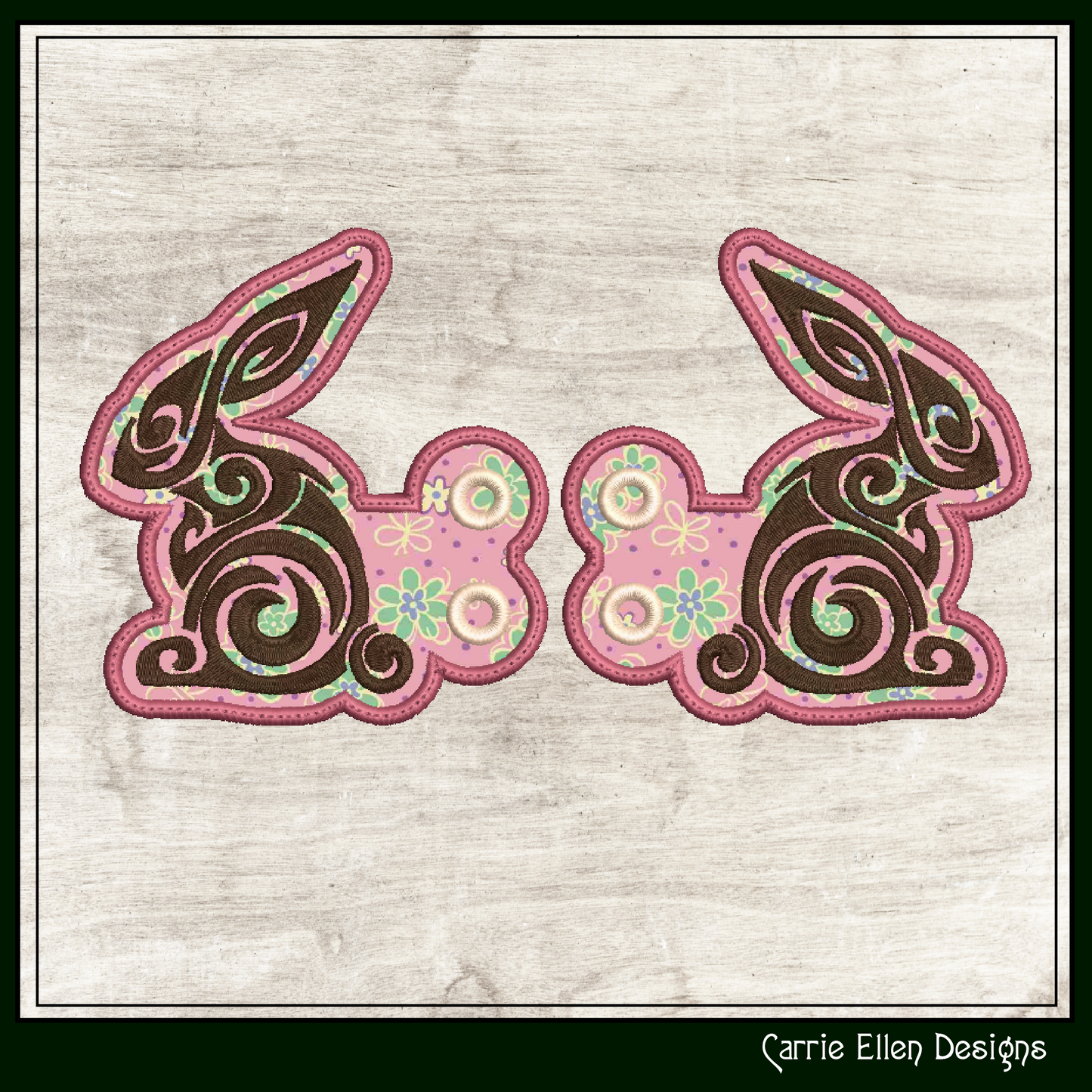 Artistic Rabbit ITH Embroidery Design – Colorful Bunny Shoe Wings (4x4 & 5x7 Hoops) 2316
