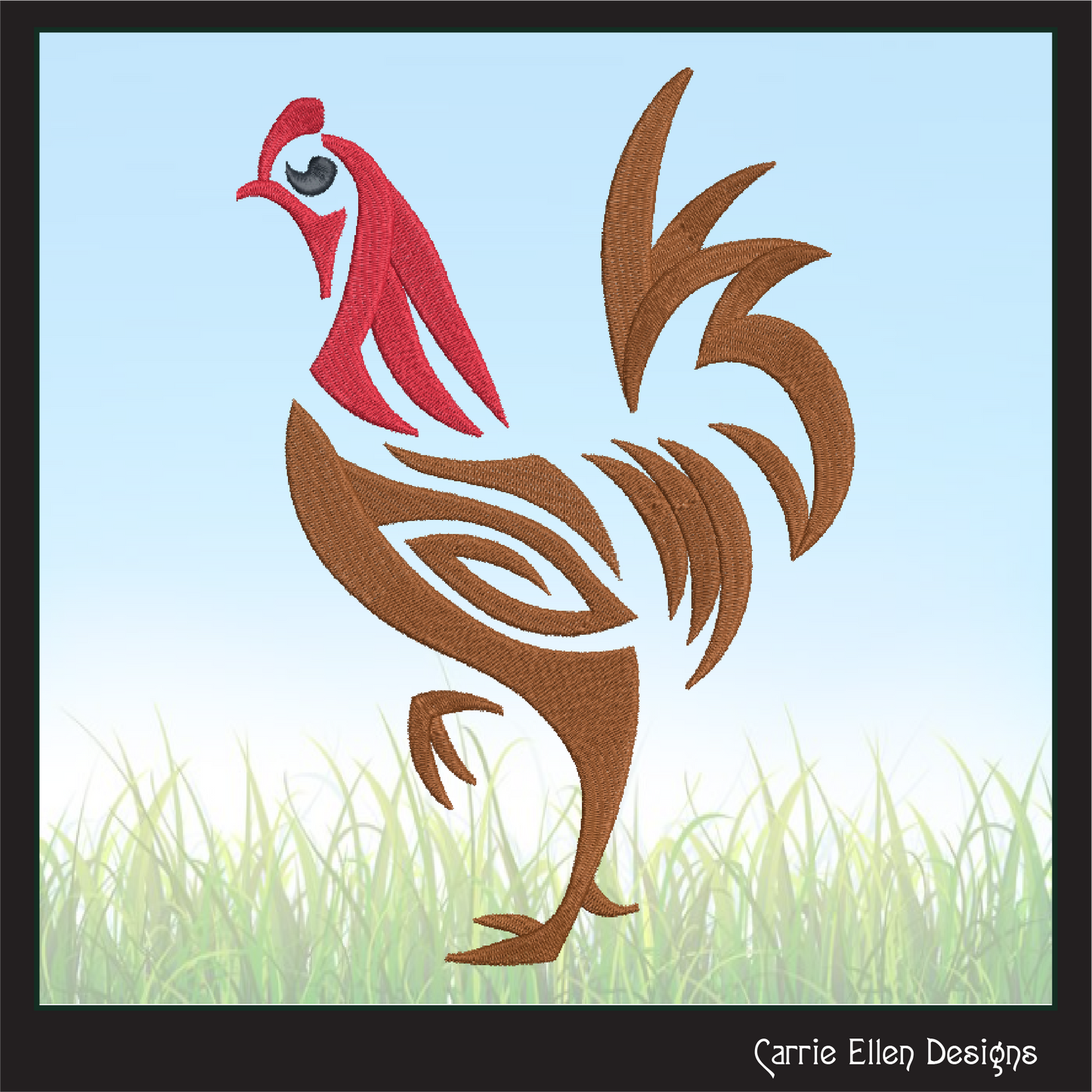 Abstract Chicken Machine Embroidery Design, Bird Embroidery Pattern, Farm Animal Design, 6 Sizes (2321)
