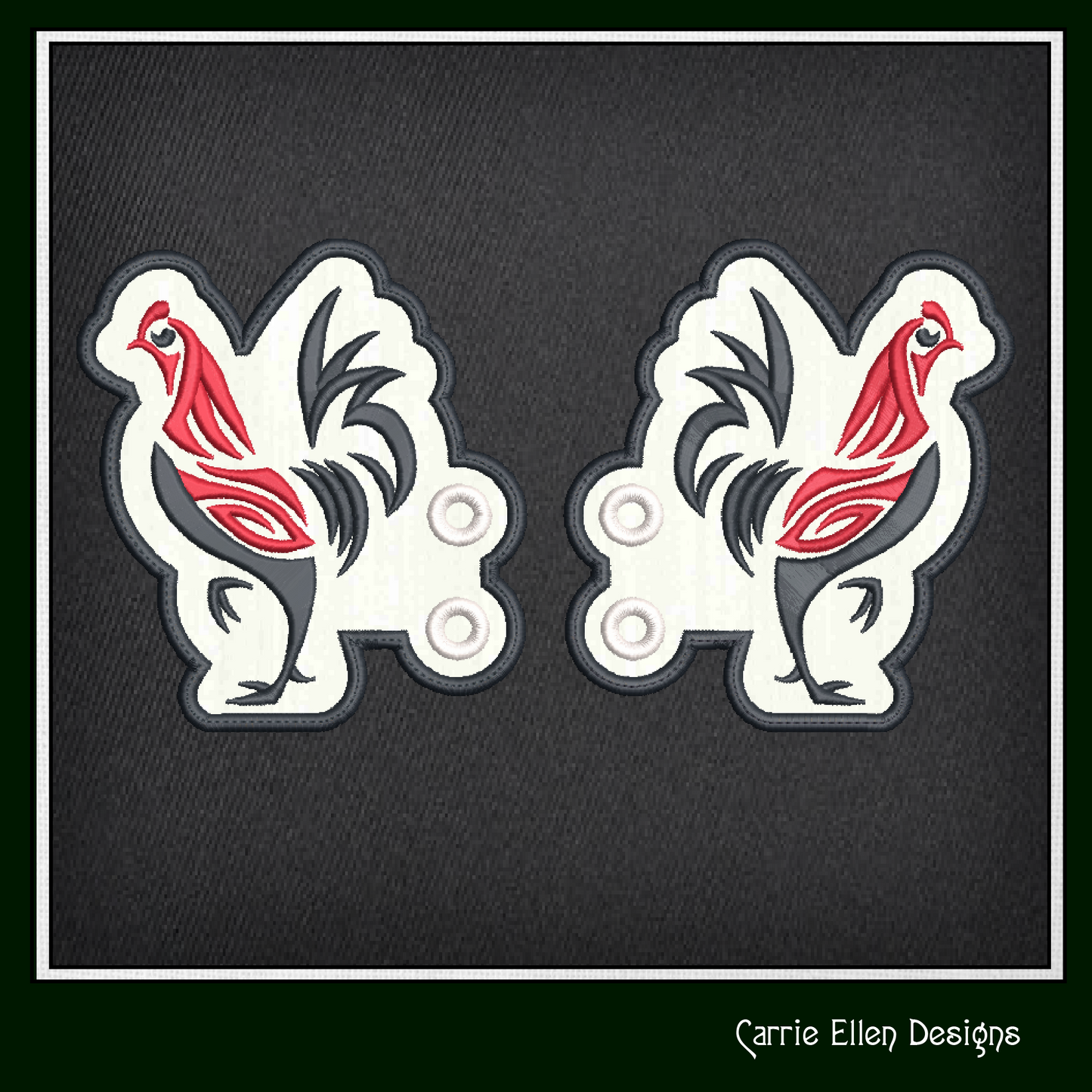 Abstract Chicken ITH Shoe Wing Machine Embroidery Design | Colorful Farm Animal Shoe Décor | In-The-Hoop Pattern (2322)