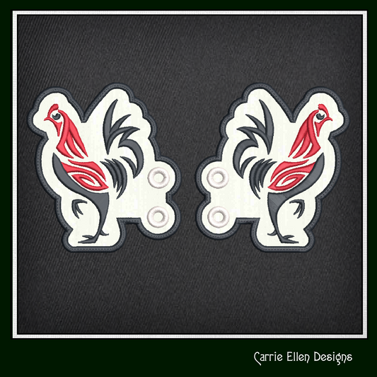 Abstract Chicken ITH Shoe Wing Machine Embroidery Design | Colorful Farm Animal Shoe Décor | In-The-Hoop Pattern (2322)