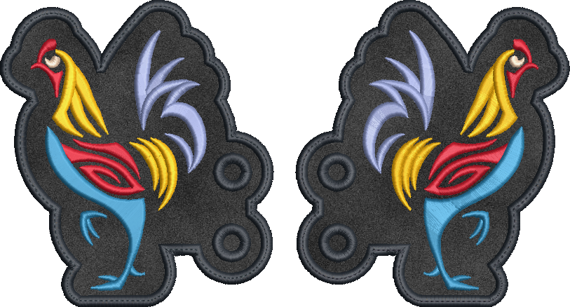 Abstract Chicken ITH Shoe Wing Machine Embroidery Design | Colorful Farm Animal Shoe Décor | In-The-Hoop Pattern (2322)