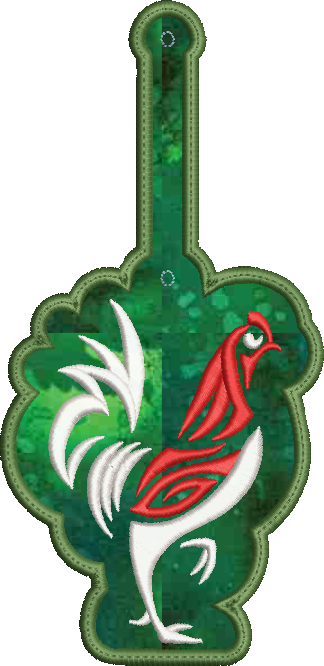 Abstract Chicken ITH Key Tag Embroidery Design | Colorful Farm Animal Keychain Accessory | In-The-Hoop Pattern (2323)